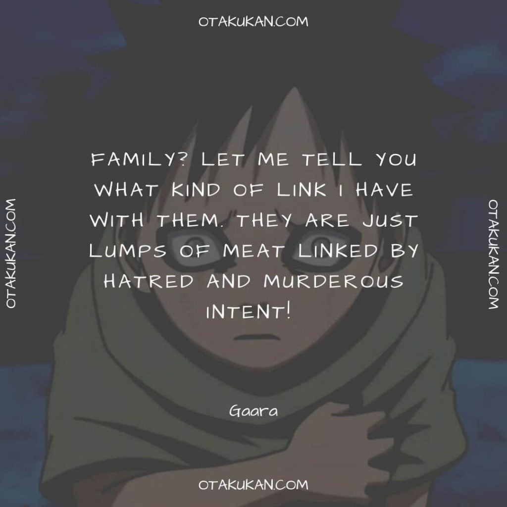 Family? Let me tell you what kind of link I have with them. They are just lumps of meat linked by hatred and murderous intent! 