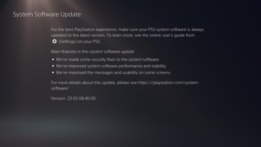 PS5 Firmware Update